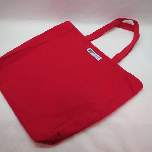 Red Canvas Tote with Rainbow Peace Sign inner pouch 2-piece set NWT - Picture 2 of 7